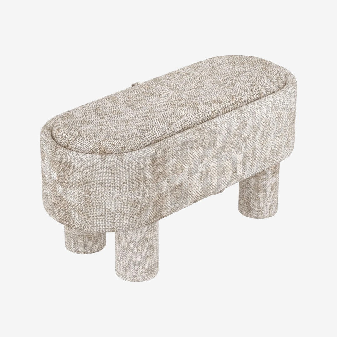 Reverie Fabric Upholstered Storage Ottoman Bench - Beige | Modern, Durable & Storage Solution