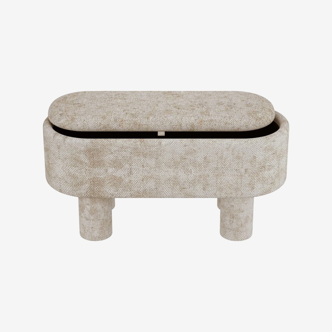 Reverie Fabric Upholstered Storage Ottoman Bench - Beige | Modern, Durable & Storage Solution