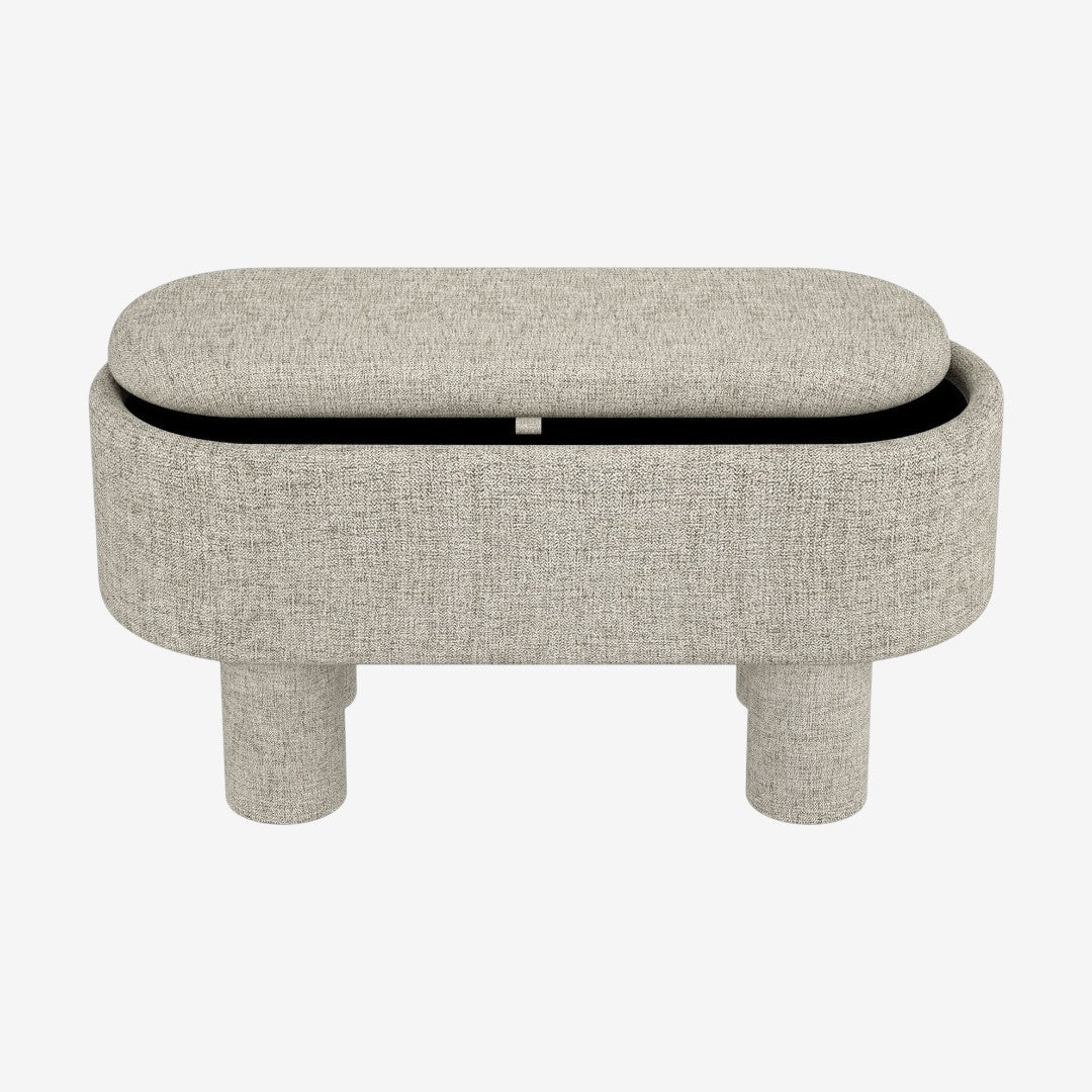 Reverie Fabric Upholstered Storage Ottoman Bench - Warm Grey | Modern, Durable & Storage Solution