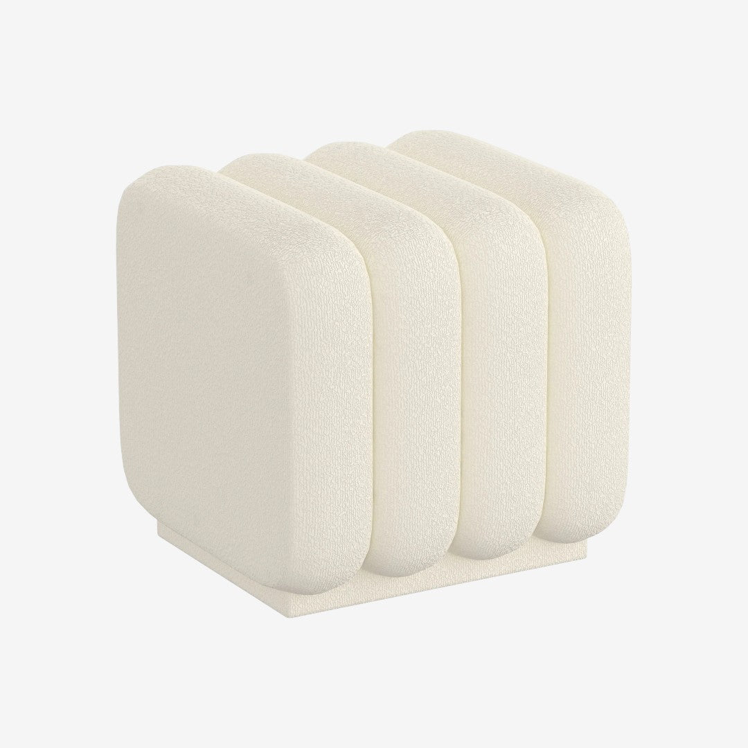 Jenna Fabric Upholstered Square Accent Ottoman - Ivory | Timeless, Stylish & Durable